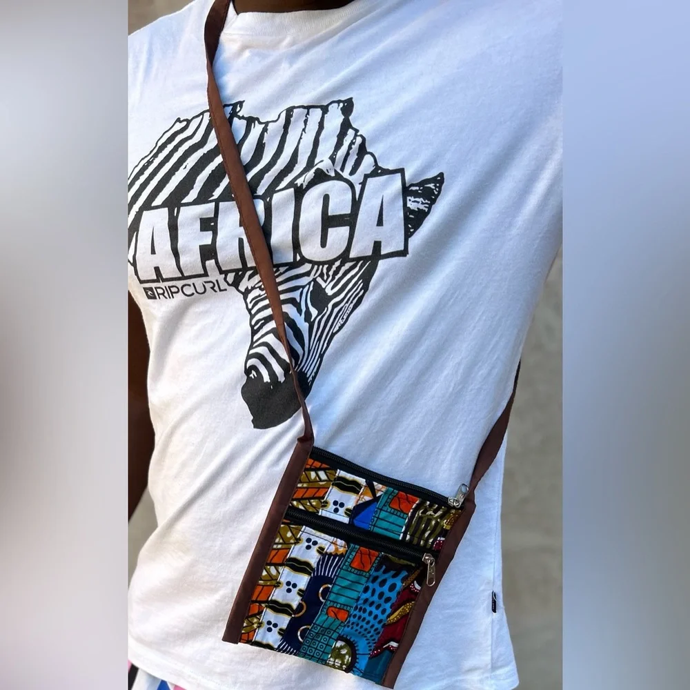 NW 💯 cotton Patch Vlisco Fabric Crossbody Purse Sz 6”x6”